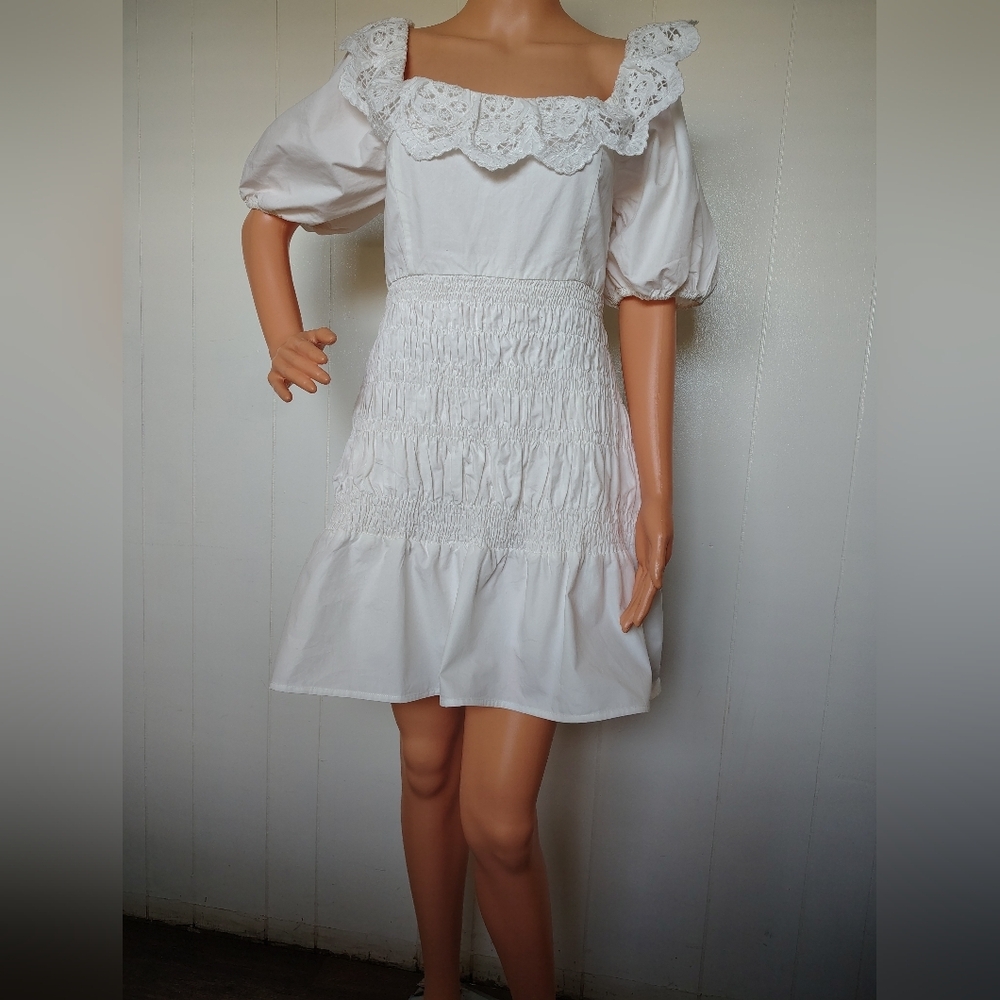 ASTR The Label White Lace Trim Dress Size L